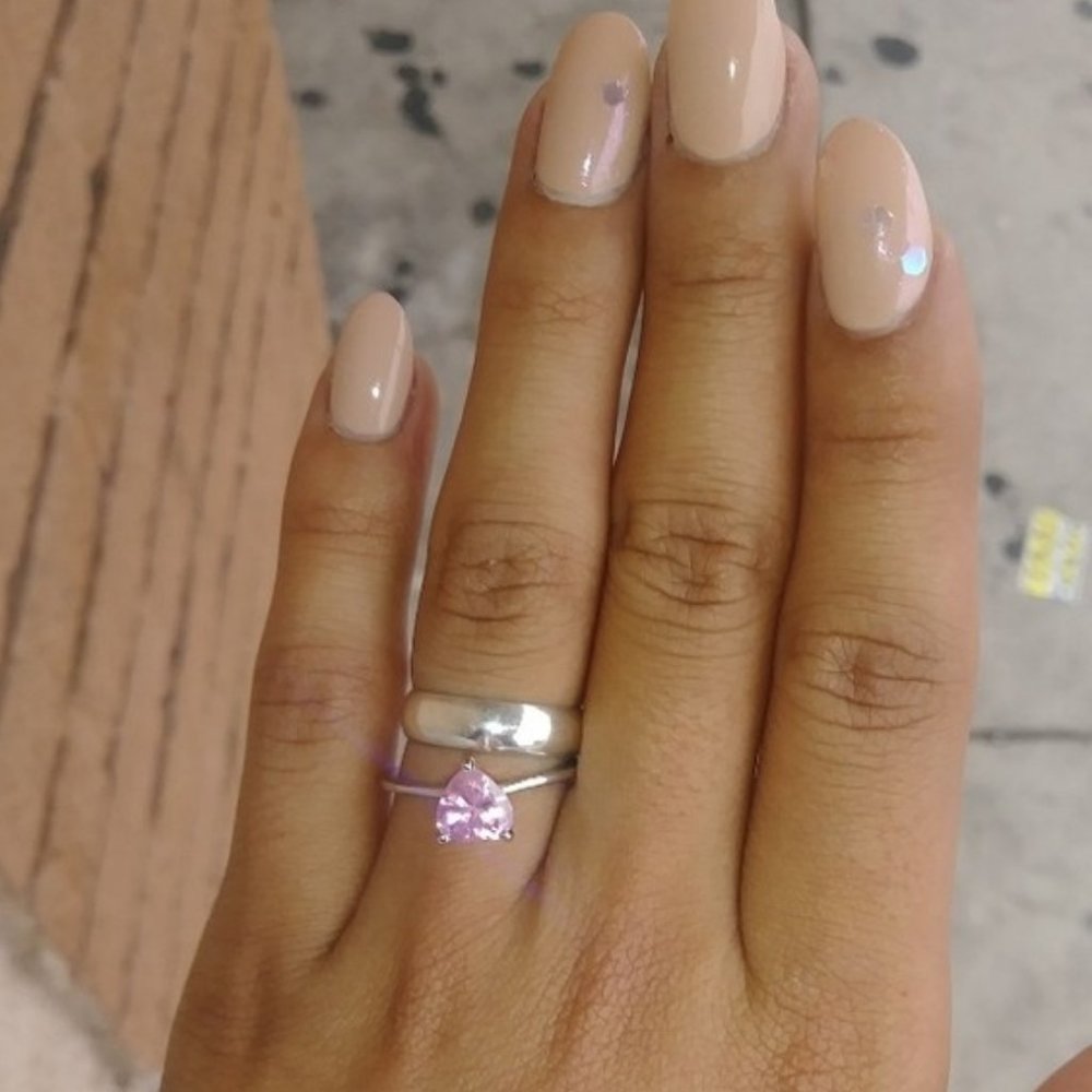 !! Sterling Heart Cut Pink Sapph Rings For Her.. !